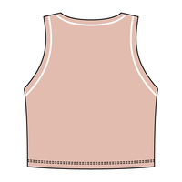 High Neck Rib Crop Tank with Piping