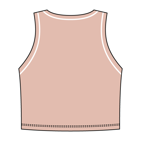 High Neck Rib Crop Tank with Piping