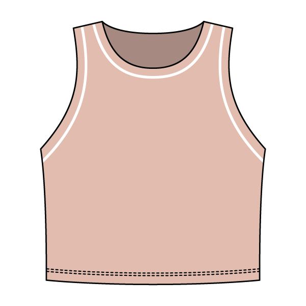 High Neck Rib Crop Tank with Piping
