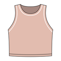 High Neck Rib Crop Tank with Piping