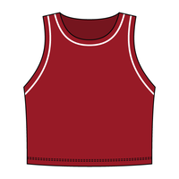 High Neck Rib Crop Tank with Piping