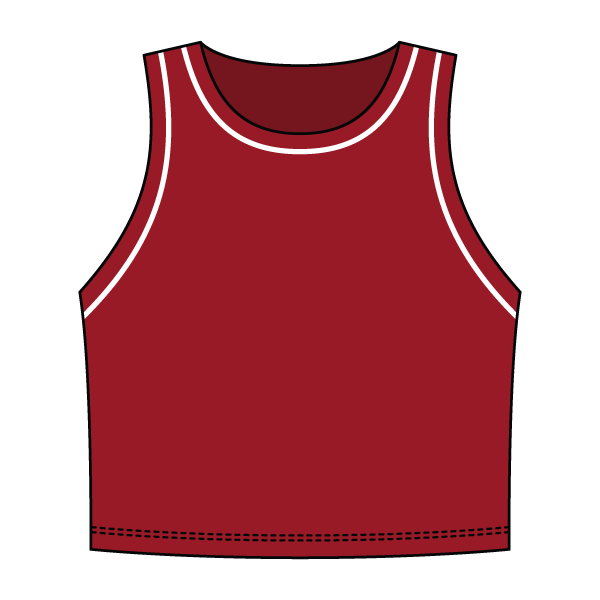 High Neck Rib Crop Tank with Piping