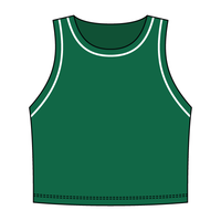 High Neck Rib Crop Tank with Piping