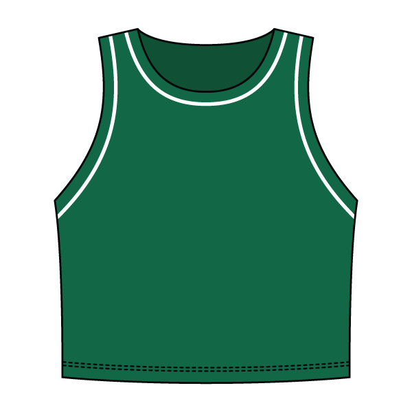 High Neck Rib Crop Tank with Piping