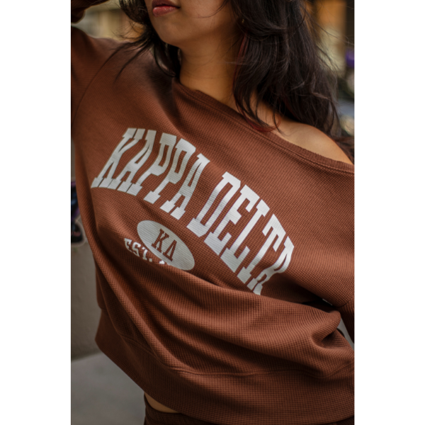 Women’s Waffle Knit Off-Shoulder Sweatshirt