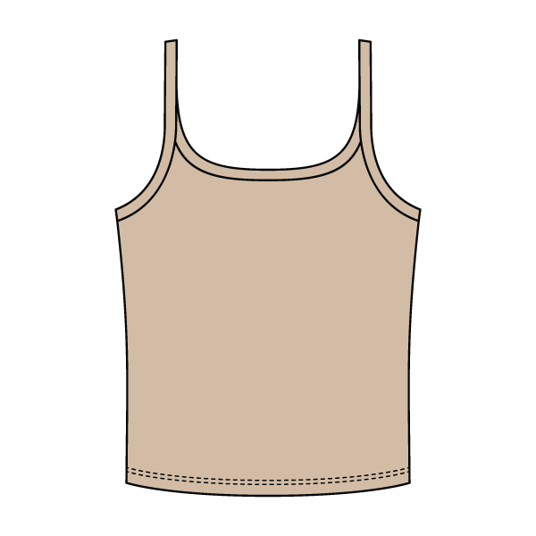 Rib Scoop Neck Tank with Spaghetti Straps