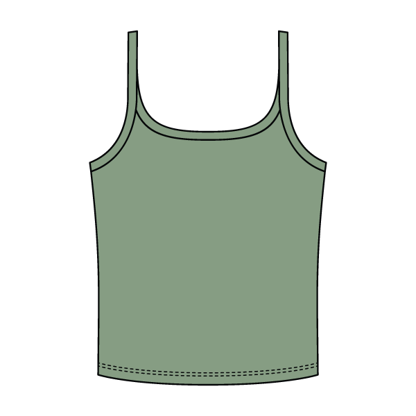Rib Scoop Neck Tank with Spaghetti Straps
