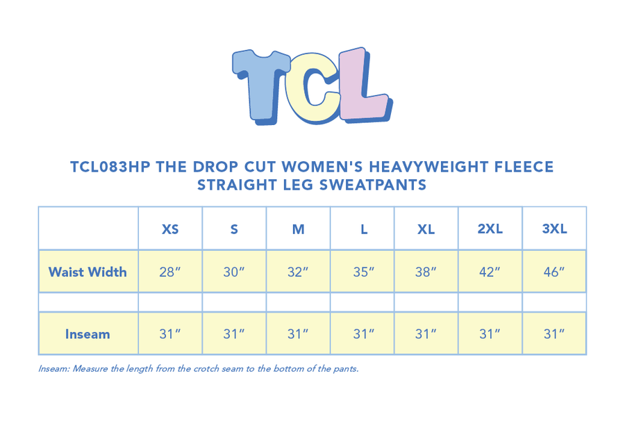 Size chart for Lemon Rhinestone Sweatpants