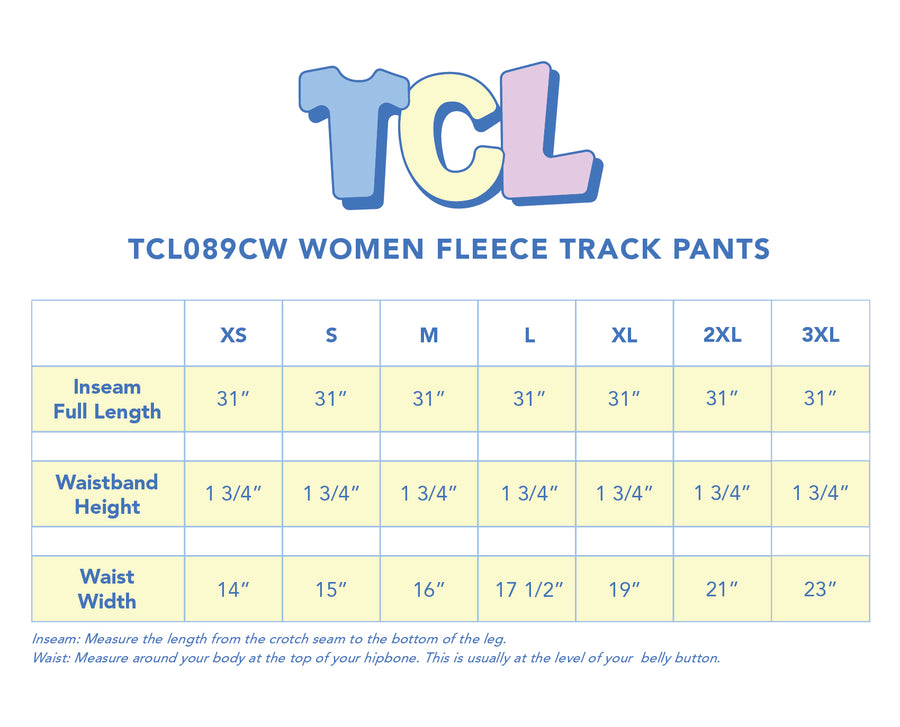 Size chart for Women's Track Pant With Contrast Waistband