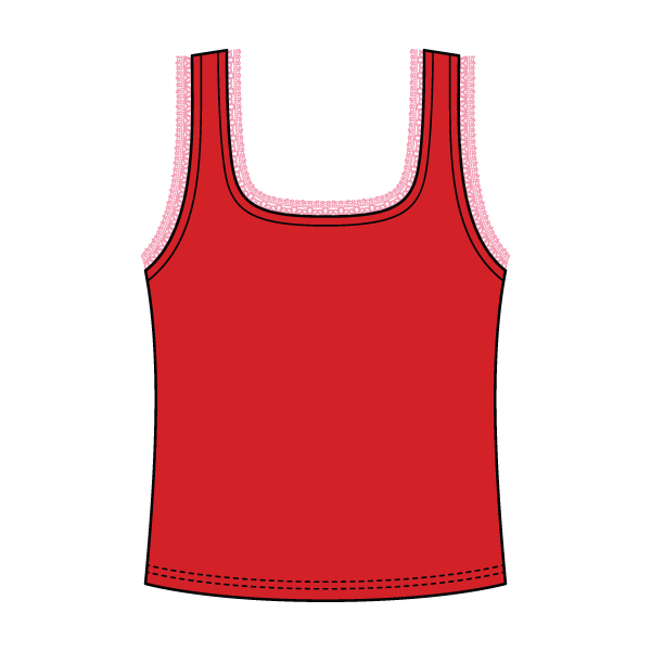 Square Neck Ribbed Tank with Lace Trim and Bow