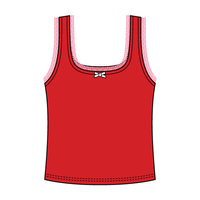 Square Neck Ribbed Tank with Lace Trim and Bow