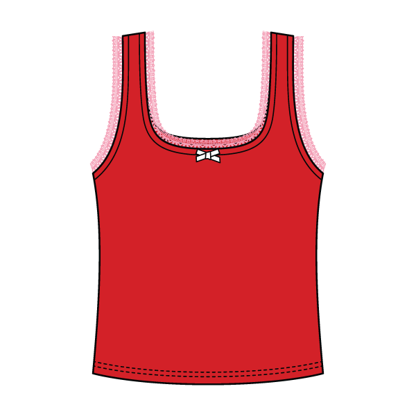 Square Neck Ribbed Tank with Lace Trim and Bow