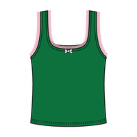 Square Neck Ribbed Tank with Lace Trim and Bow