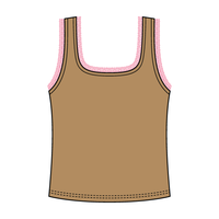 Square Neck Ribbed Tank with Lace Trim and Bow