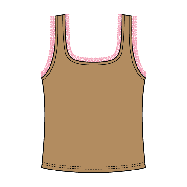 Square Neck Ribbed Tank with Lace Trim and Bow
