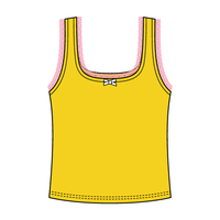 Square Neck Ribbed Tank with Lace Trim and Bow