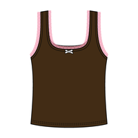 Square Neck Ribbed Tank with Lace Trim and Bow