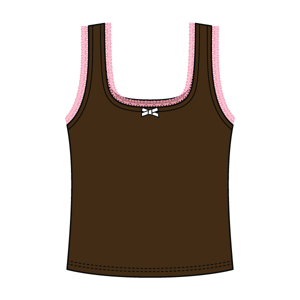 Square Neck Ribbed Tank with Lace Trim and Bow