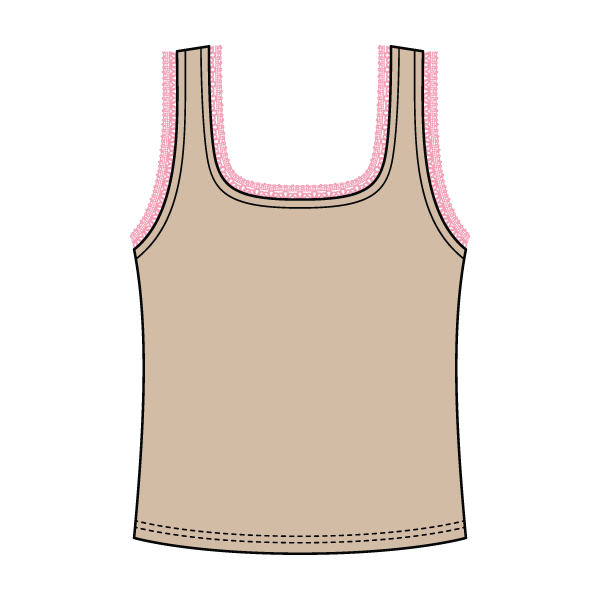 Square Neck Ribbed Tank with Lace Trim and Bow