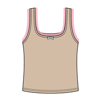 Square Neck Ribbed Tank with Lace Trim and Bow
