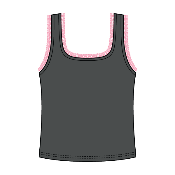 Square Neck Ribbed Tank with Lace Trim and Bow