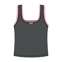 Square Neck Ribbed Tank with Lace Trim and Bow