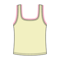 Square Neck Ribbed Tank with Lace Trim and Bow