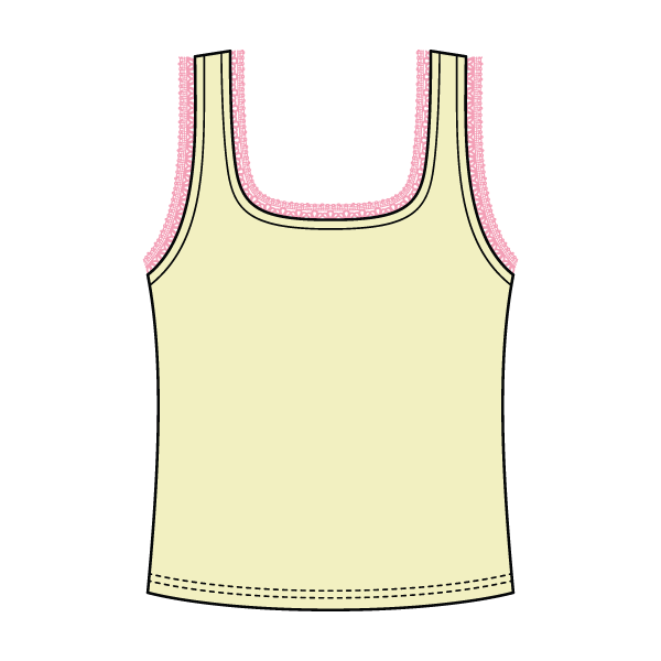 Square Neck Ribbed Tank with Lace Trim and Bow