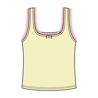 Square Neck Ribbed Tank with Lace Trim and Bow