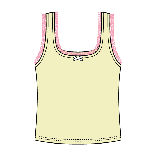 Square Neck Ribbed Tank with Lace Trim and Bow