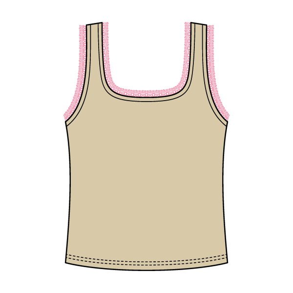 Square Neck Ribbed Tank with Lace Trim and Bow