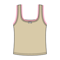 Square Neck Ribbed Tank with Lace Trim and Bow