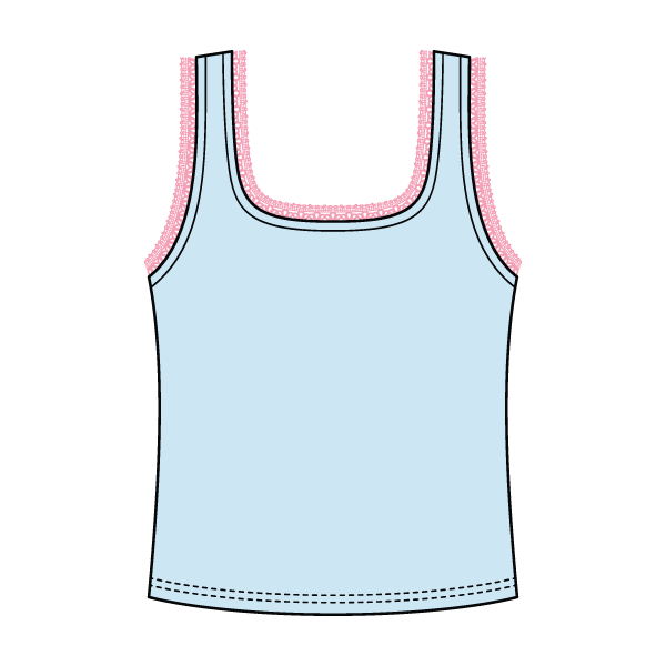Square Neck Ribbed Tank with Lace Trim and Bow