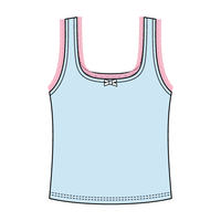 Square Neck Ribbed Tank with Lace Trim and Bow