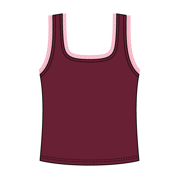 Square Neck Ribbed Tank with Lace Trim and Bow