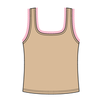 Square Neck Ribbed Tank with Lace Trim and Bow