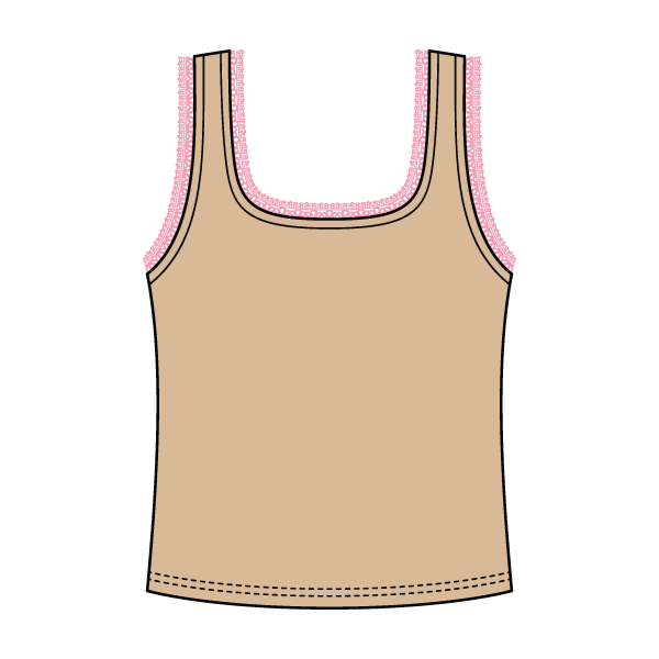 Square Neck Ribbed Tank with Lace Trim and Bow