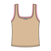 Square Neck Ribbed Tank with Lace Trim and Bow