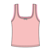 Square Neck Ribbed Tank with Lace Trim and Bow