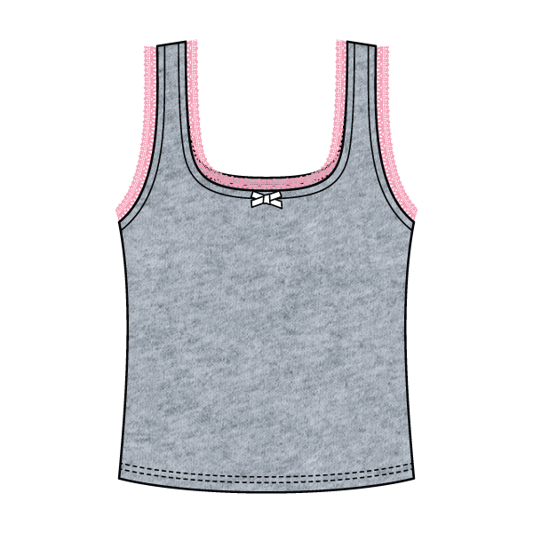 Square Neck Ribbed Tank with Lace Trim and Bow