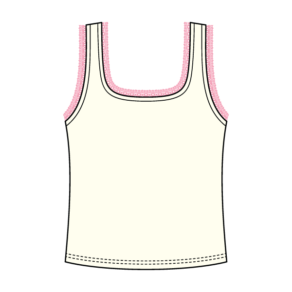 Square Neck Ribbed Tank with Lace Trim and Bow