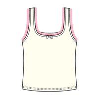 Square Neck Ribbed Tank with Lace Trim and Bow