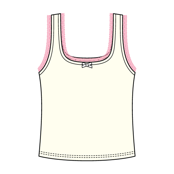 Square Neck Ribbed Tank with Lace Trim and Bow