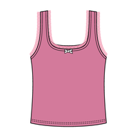 Square Neck Ribbed Tank with Lace Trim and Bow