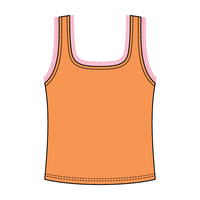 Square Neck Ribbed Tank with Lace Trim and Bow