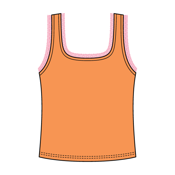 Square Neck Ribbed Tank with Lace Trim and Bow