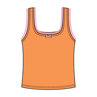 Square Neck Ribbed Tank with Lace Trim and Bow