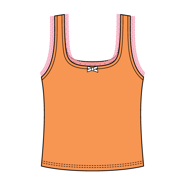 Square Neck Ribbed Tank with Lace Trim and Bow