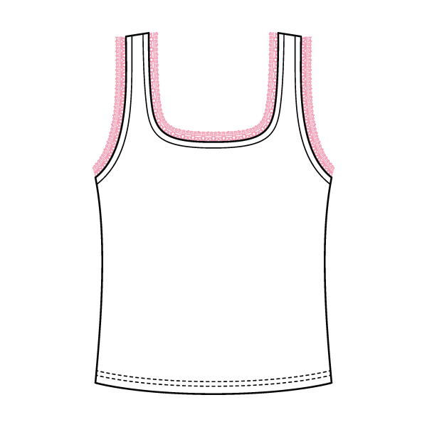 Square Neck Ribbed Tank with Lace Trim and Bow