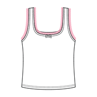 Square Neck Ribbed Tank with Lace Trim and Bow